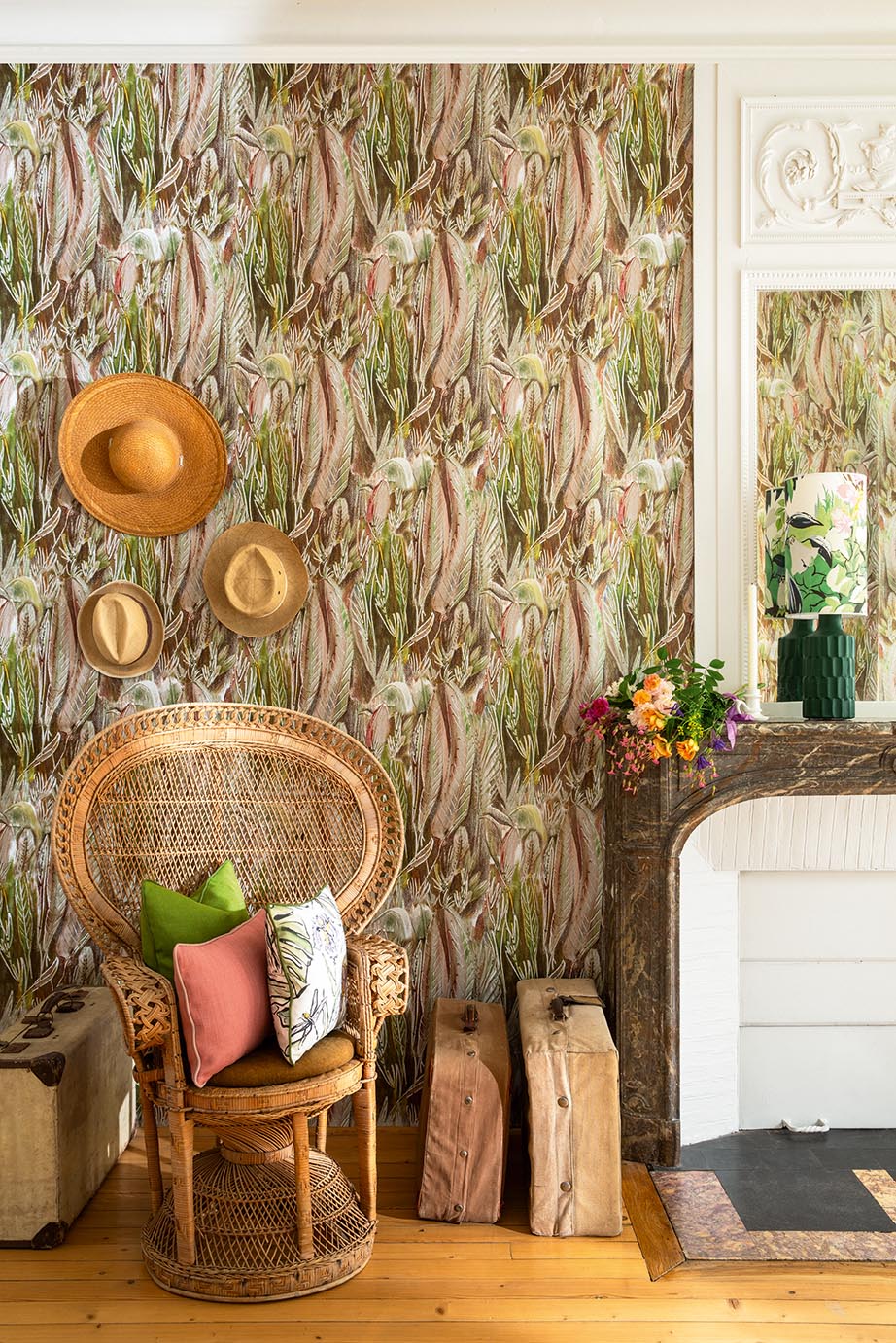 Calathea room setting — Pierre Frey wallpaper