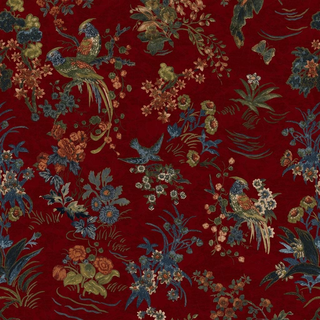 Campbell Floral Lacquer Red — Ralph Lauren Home tyg