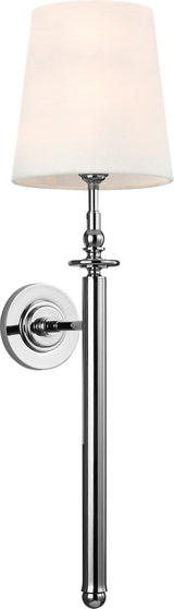 Capri Tail Vägglampa — Thomas O'Brien for Visual Comfort & Co. — Polished Nickel with Linen Shade