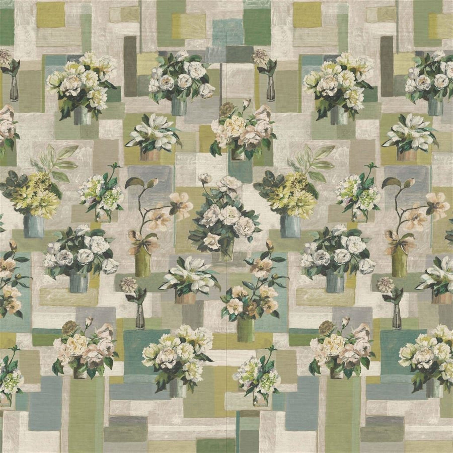 Celadon Vase Grasscloth Celadon Tapet — Designers Guild