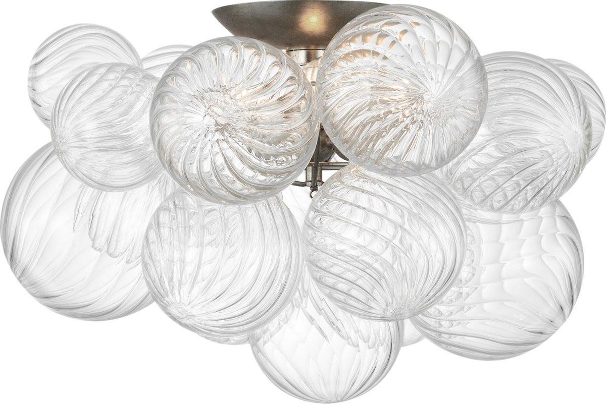 Talia 20" Flush Mount — Julie Neill for Visual Comfort & Co. — Burnished Silver Leaf and Clear Swirled Glass