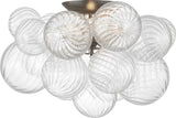 Talia 20" Flush Mount — Julie Neill for Visual Comfort & Co. — Burnished Silver Leaf and Clear Swirled Glass