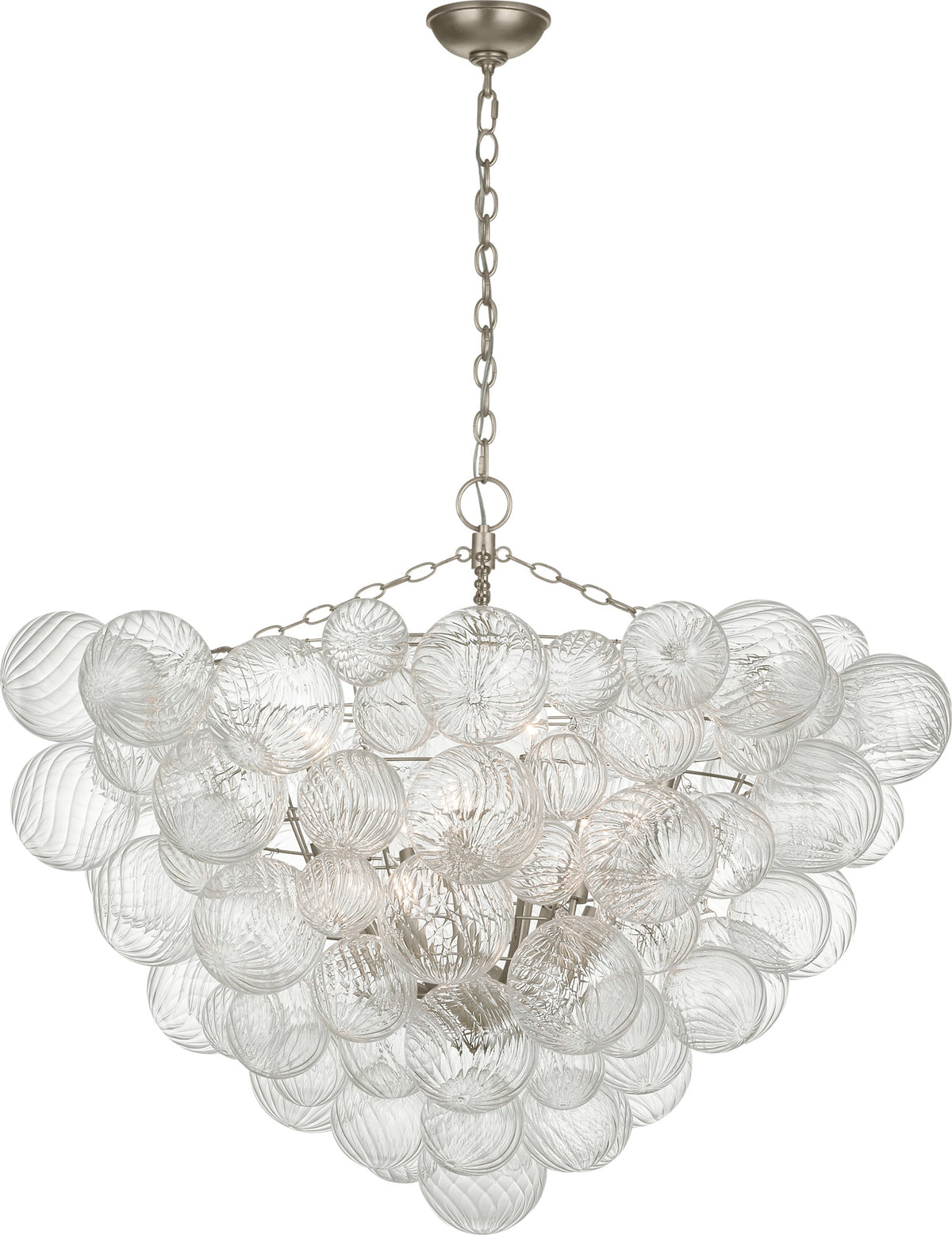 Talia 46" Takkrona — Julie Neill for Visual Comfort & Co. — Burnished Silver Leaf and Clear Swirled Glass