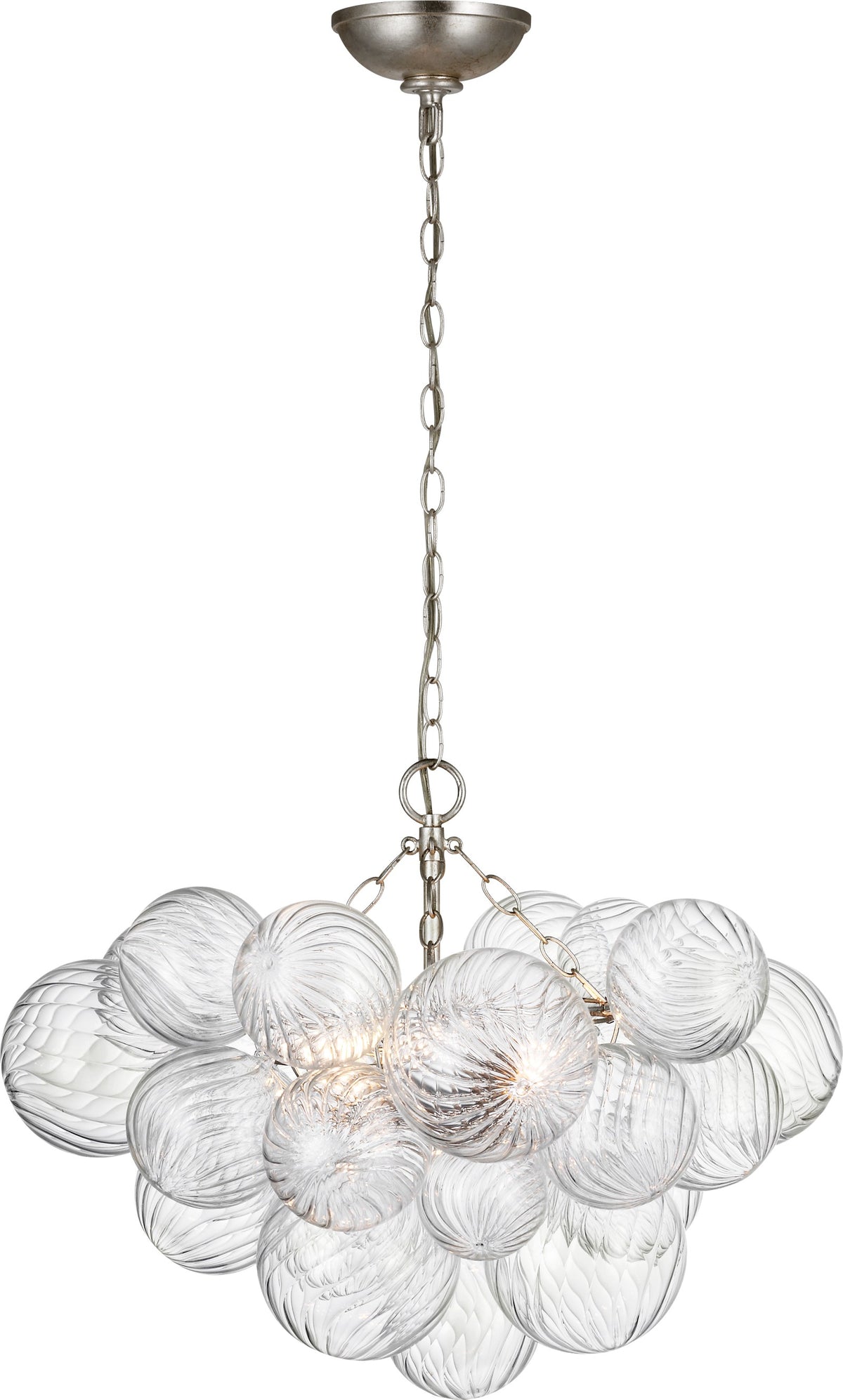 Talia Small Takkrona — Julie Neill for Visual Comfort & Co. — Burnished Silver Leaf and Clear Swirled Glass