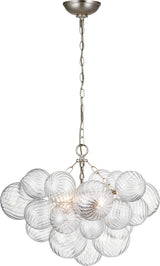 Talia Small Takkrona — Julie Neill for Visual Comfort & Co. — Burnished Silver Leaf and Clear Swirled Glass