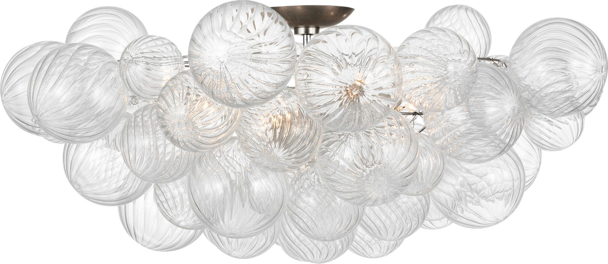 Talia 38" Flush Mount — Julie Neill for Visual Comfort & Co. — Burnished Silver Leaf and Clear Swirled Glass