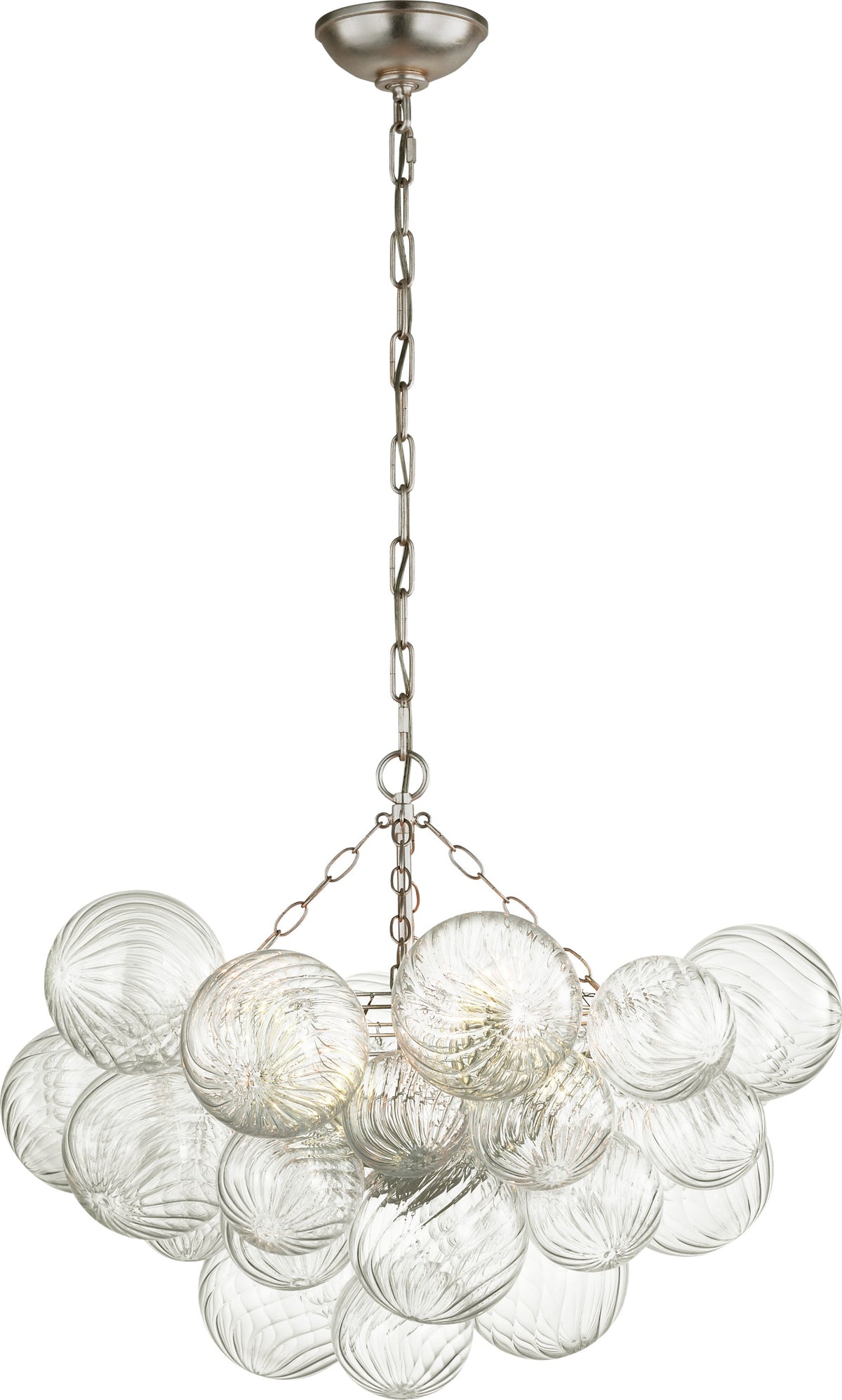 Talia Medium Chandelier — Julie Neill for Visual Comfort & Co. — Burnished Silver Leaf and Clear Swirled Glass