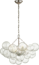 Talia Medium Chandelier — Julie Neill for Visual Comfort & Co. — Burnished Silver Leaf and Clear Swirled Glass