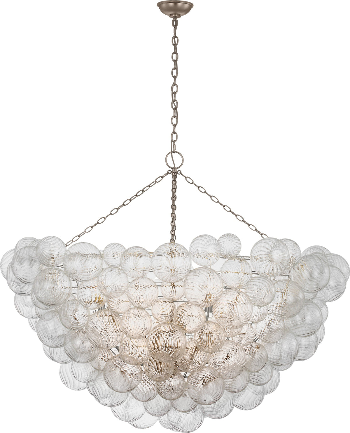 Talia 56" Takkrona — Julie Neill for Visual Comfort & Co. — Burnished Silver Leaf and Clear Swirled Glass