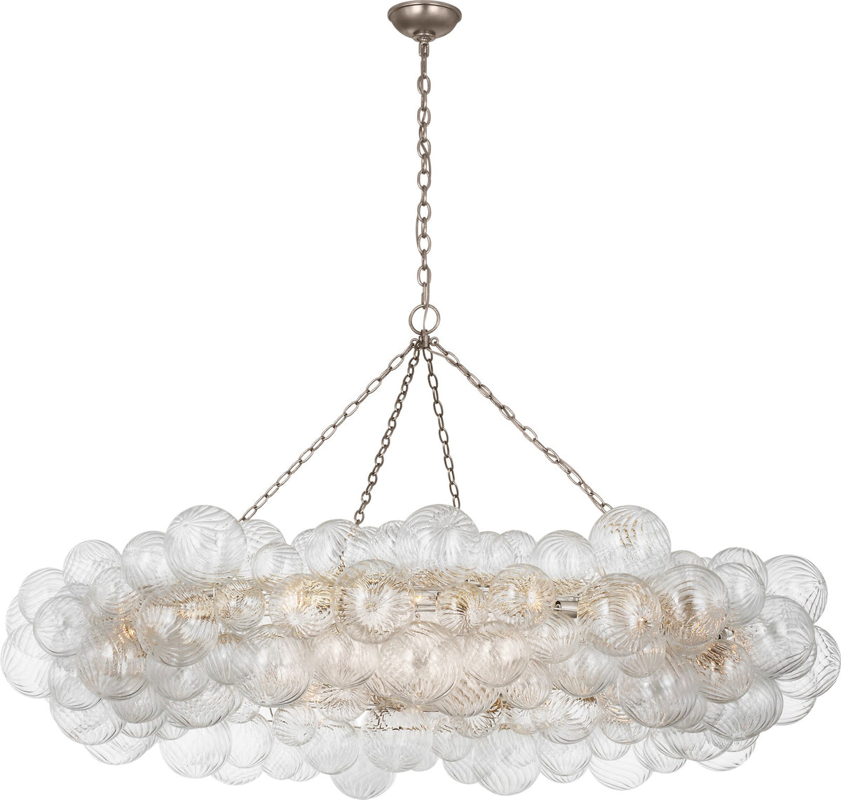 Talia 63" Ring Takkrona — Julie Neill for Visual Comfort & Co. — Burnished Silver Leaf and Clear Swirled Glass
