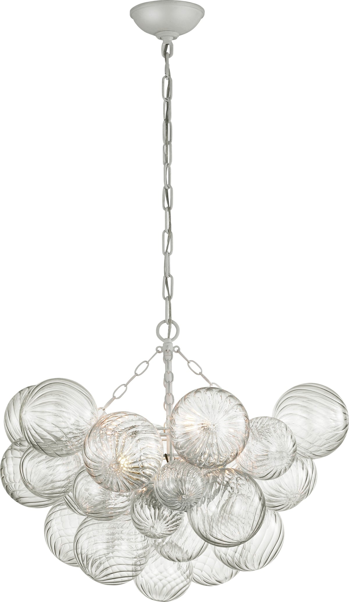 Talia Medium Chandelier — Julie Neill for Visual Comfort & Co. — Plaster White and Clear Swirled Glass