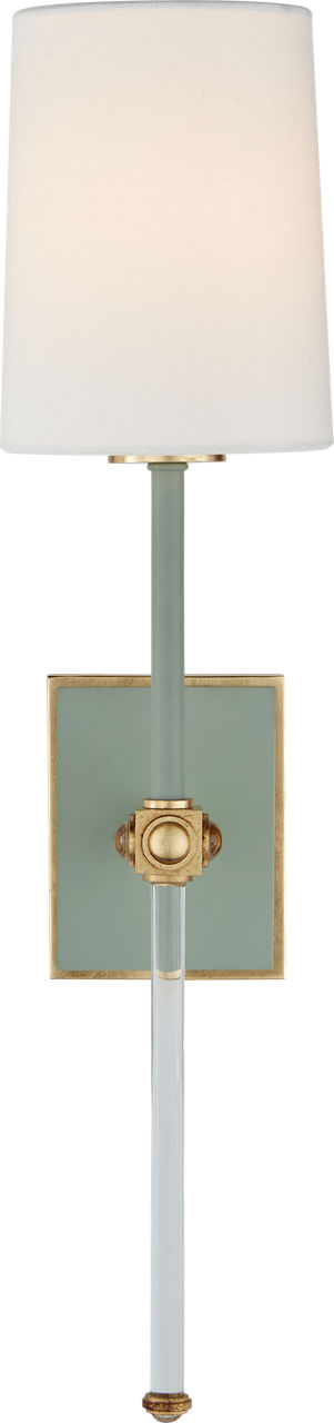 Lucia Vägglampa Medium — Julie Neill for Visual Comfort & Co. — Celadon and Crystal with Linen Shade
