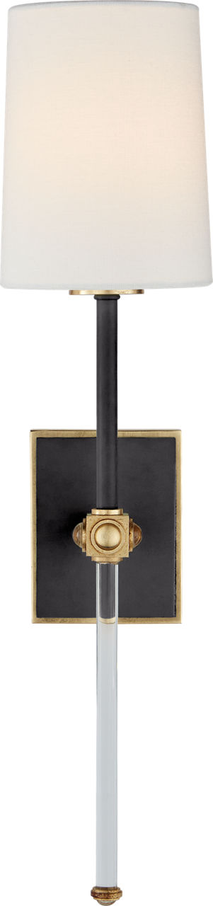 Lucia Vägglampa Medium — Julie Neill for Visual Comfort & Co. — Matte Black and Crystal with Linen Shade
