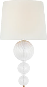 Talia 18" Vägglampa — Julie Neill for Visual Comfort & Co. — Gild and Clear Swirled Glass with Linen Shade