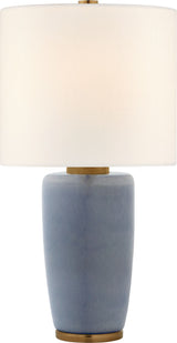 Chado Bordslampa Large — Barbara Barry for Visual Comfort & Co. — Polar Blue Crackle with Linen Shade