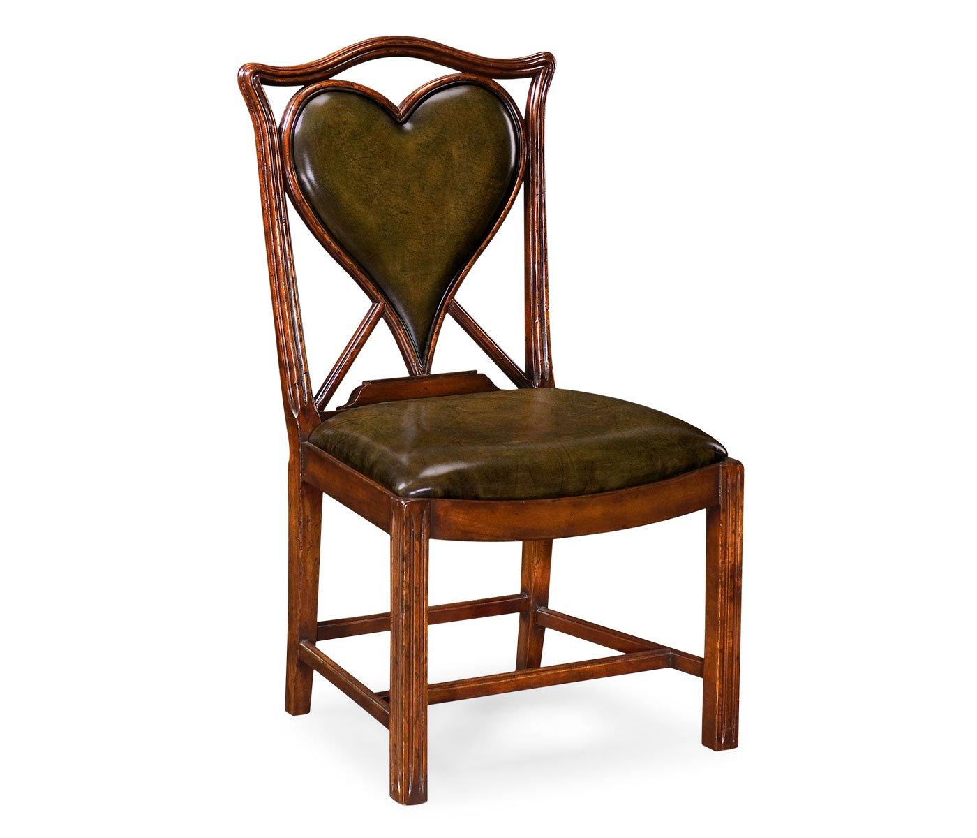 Chair Heart Playing Card - English Green Leather