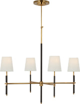 Bryant Large Wrapped Takkrona — Thomas O'Brien for Visual Comfort & Co. — Hand-Rubbed Antique Brass and Chocolate Leather with Linen Shades