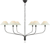 Griffin Extra Large Tail Takkrona — Amber Lewis for Visual Comfort & Co. — Bronze and Chocolate Leather with Linen Shades