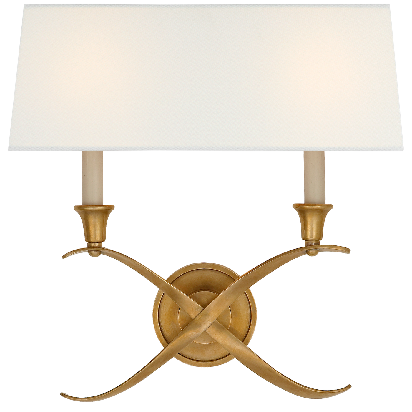 Cross Bouillotte Large Vägglampa – Antique Burnished Brass With Linen Shade