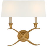 Cross Bouillotte Large Vägglampa – Antique Burnished Brass With Linen Shade