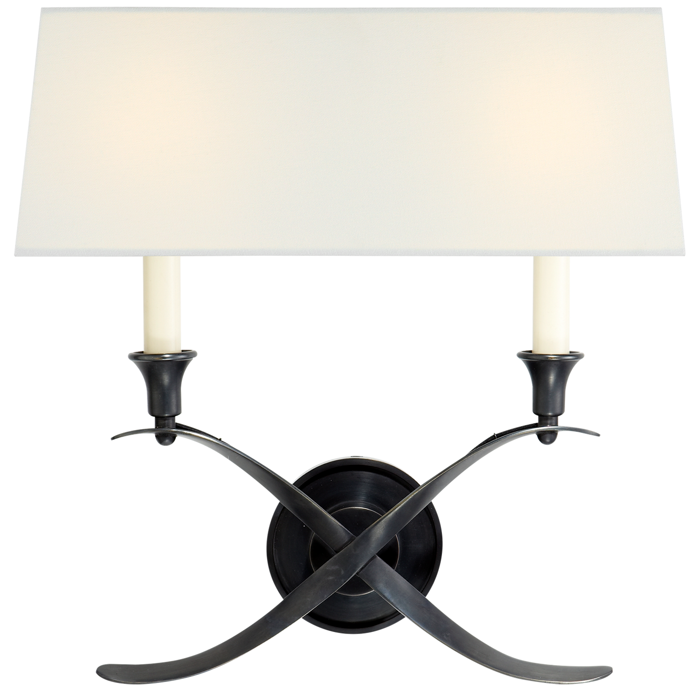 Cross Bouillotte Large Vägglampa – Bronze With Linen Shade