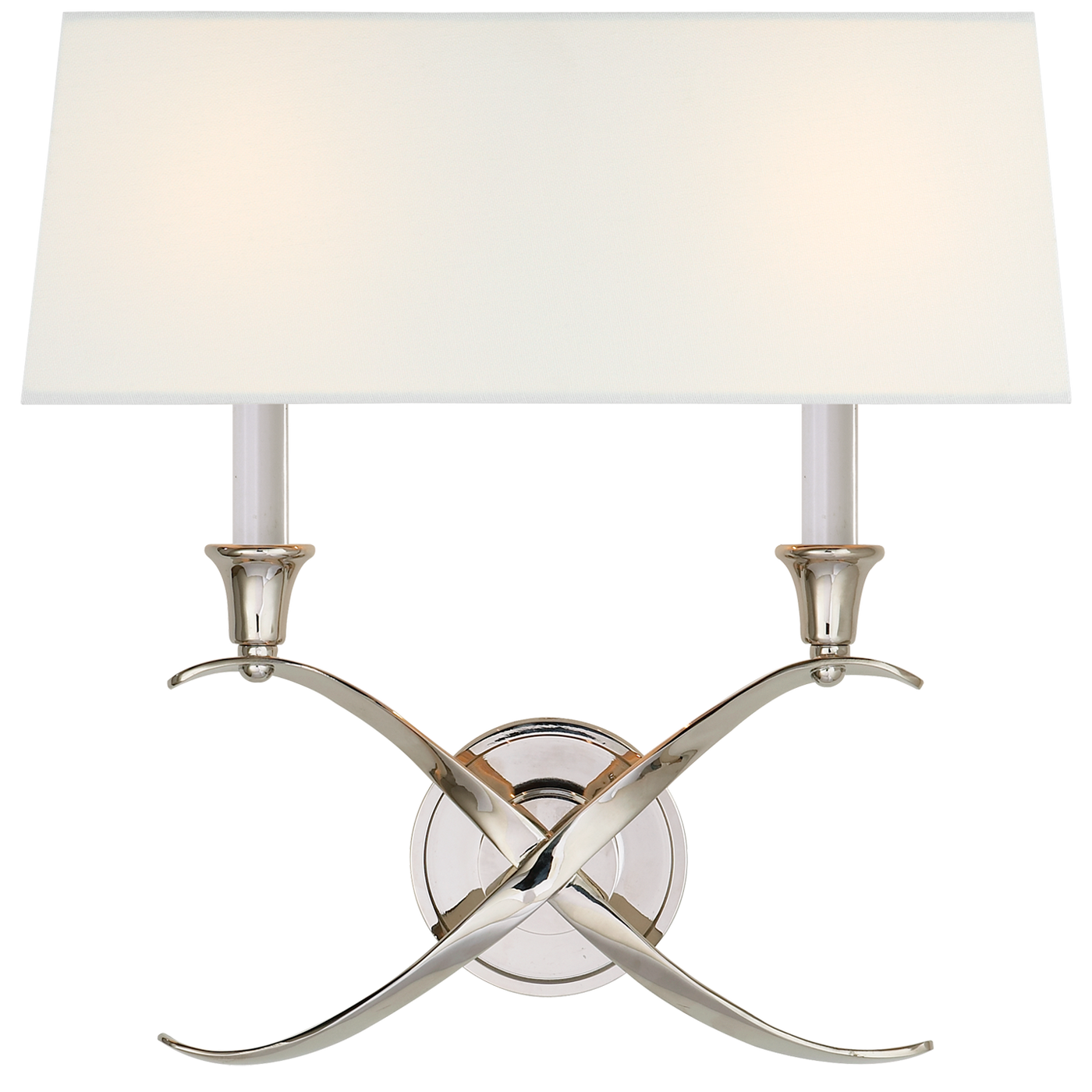 Cross Bouillotte Large Vägglampa – Polished Nickel With Linen Shade