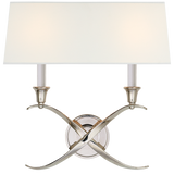 Cross Bouillotte Large Vägglampa – Polished Nickel With Linen Shade