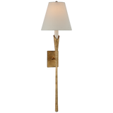 Aiden Vägglampa Large – Gilded Iron With Linen Shade