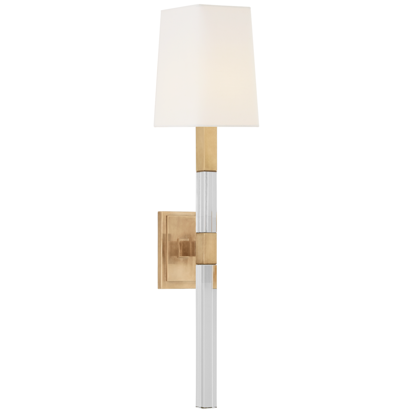 Reagan Vägglampa Medium – Antique-Burnished Brass And Crystal With Linen Shade