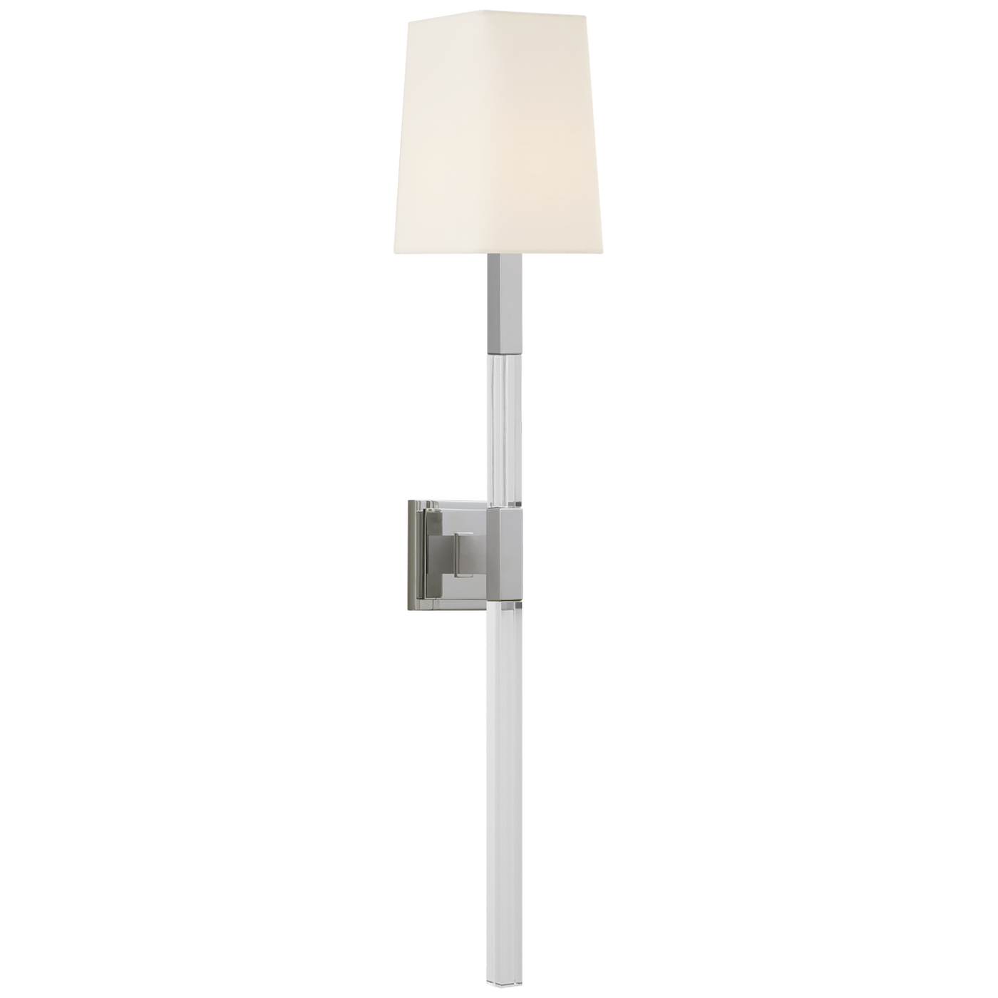 Reagan Vägglampa Large – Polished Nickel And Crystal With Linen Shade