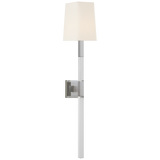 Reagan Vägglampa Large – Polished Nickel And Crystal With Linen Shade
