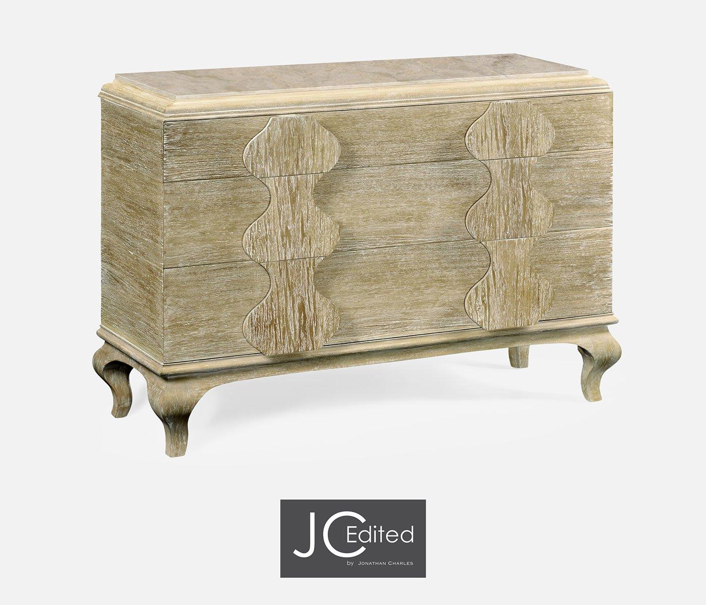 Chest of Drawers Eclectic with Marble Top - Limed Acacia