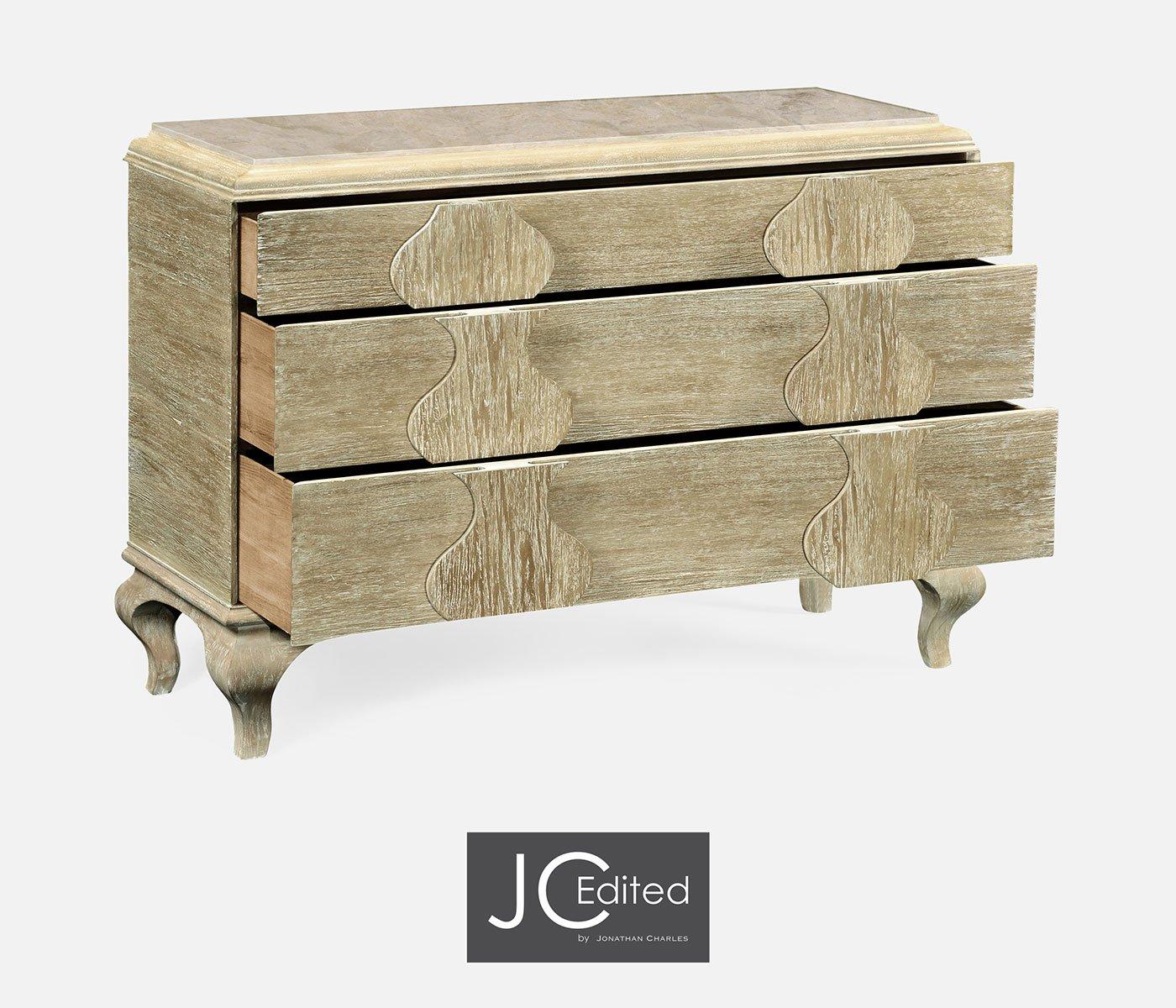 Chest of Drawers Eclectic with Marble Top - Limed Acacia