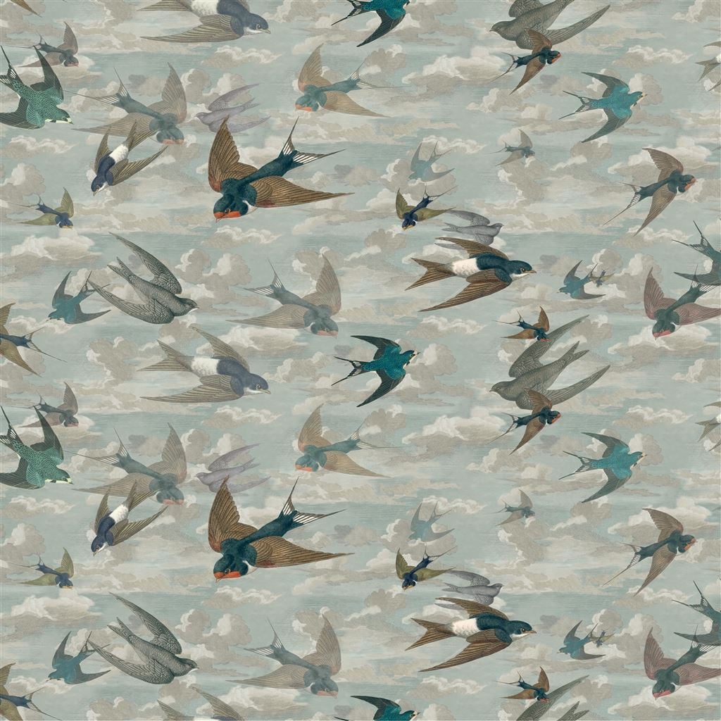 Chimney Swallows Sky Blue — Designers Guild tyg