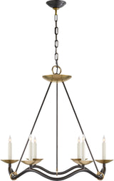 Choros-kattokruunu — Barry Goralnick for Visual Comfort & Co. — Aged Iron with Hand-Rubbed Antique Brass Accents