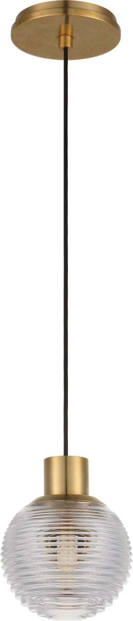 Circon 5" Mini Takpendel — Waterford for Visual Comfort & Co. — Natural Brass with Clear Crystal