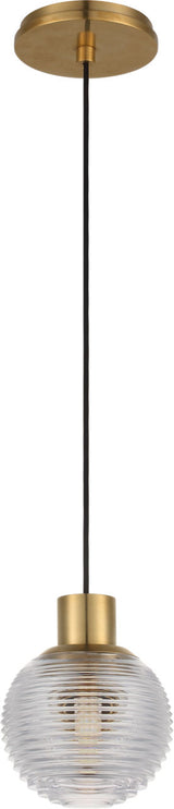 Circon 5" Mini Takpendel — Waterford for Visual Comfort & Co. — Natural Brass with Clear Crystal