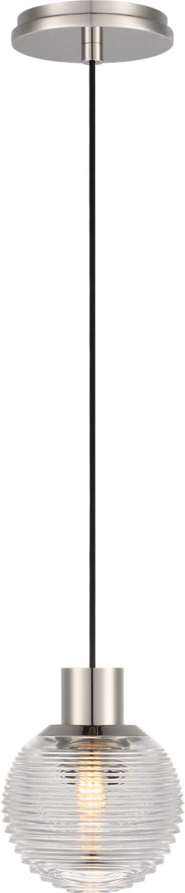 Circon 5" Mini Takpendel — Waterford for Visual Comfort & Co. — Polished Nickel with Clear Crystal