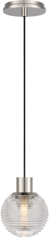 Circon 5" Mini Takpendel — Waterford for Visual Comfort & Co. — Polished Nickel with Clear Crystal
