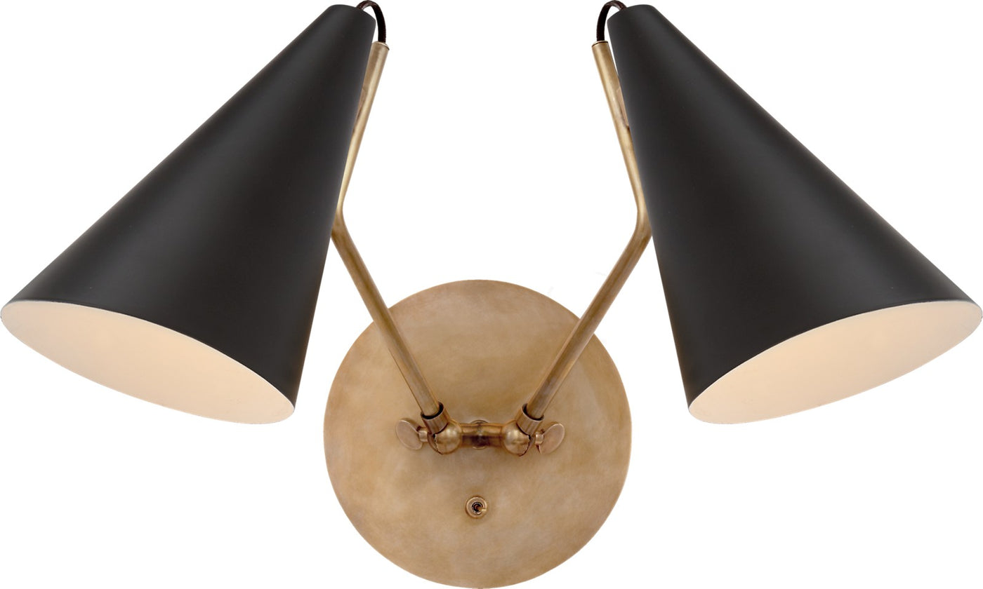 Clemente Double Vägglampa Antique-Burnished Brass