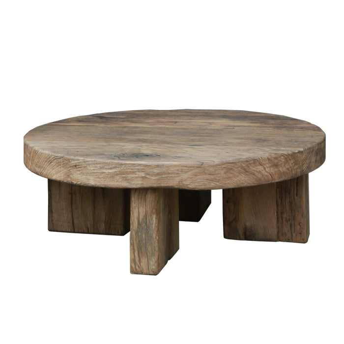 Reclaimed Oak Coffee Table Round - Keiichi