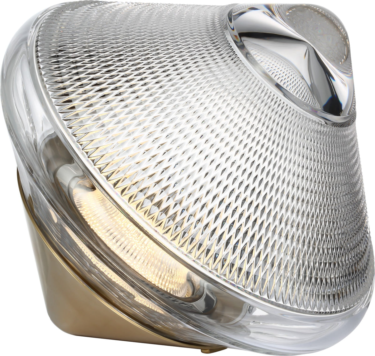 Copper Coast 12" Rechargeable Accent Light Bordslampa — Waterford for Visual Comfort & Co. — Natural Brass with Clear Crystal detaljbild