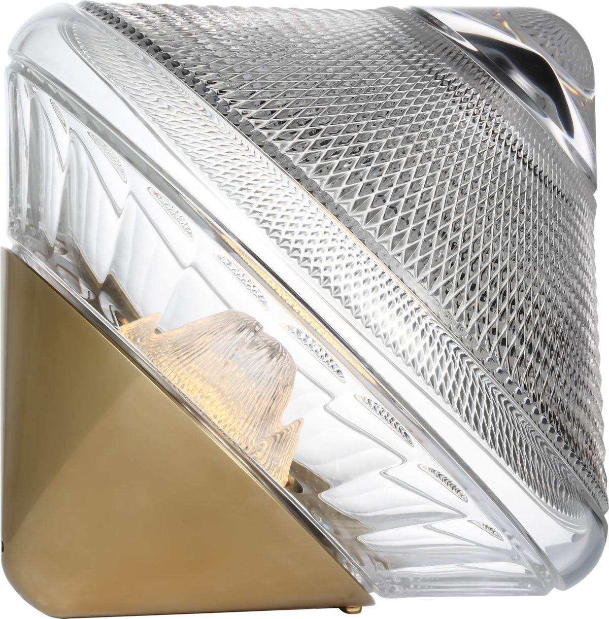 Copper Coast 12" Rechargeable Accent Light Bordslampa — Waterford for Visual Comfort & Co. — Natural Brass with Clear Crystal