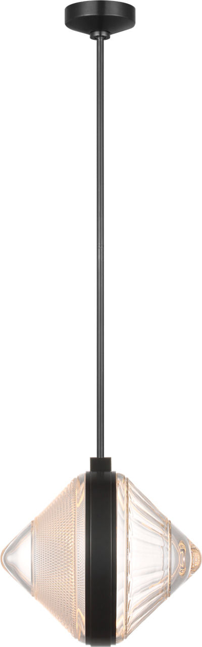 Copper Coast 15" Karo and Olive Cut Takpendel — Waterford for Visual Comfort & Co. — Bronze with Karo and Olive Cut Clear Crystal