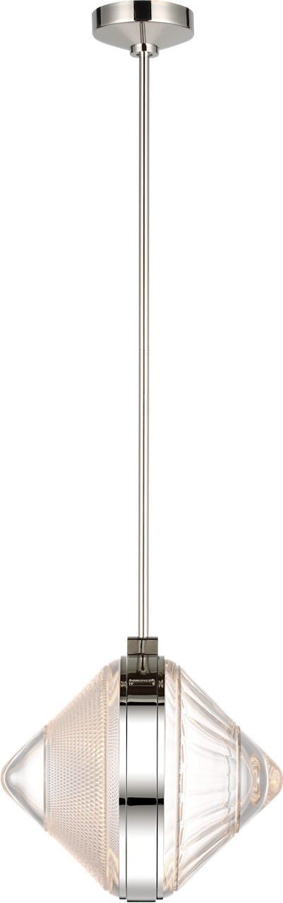 Copper Coast 15" Karo and Olive Cut Takpendel — Waterford for Visual Comfort & Co. — Polished Nickel with Karo and Olive Cut Clear Crystal