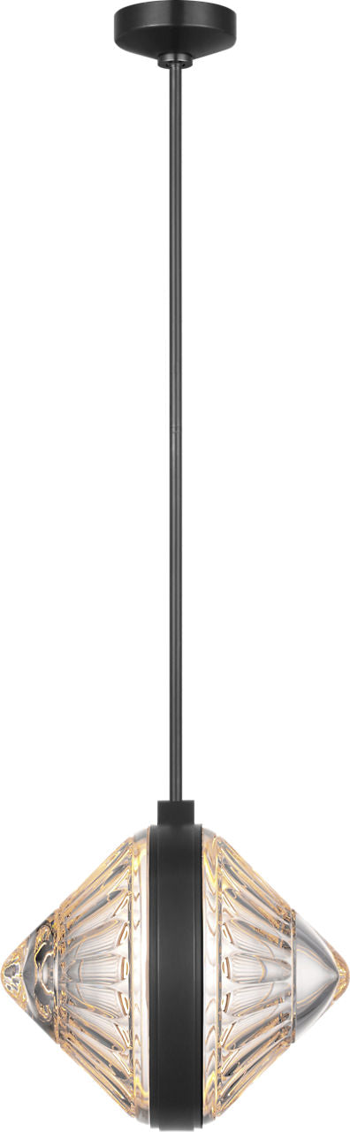 Copper Coast 15" Olive Cut Takpendel — Waterford for Visual Comfort & Co. — Bronze with Olive Cut Clear Crystal