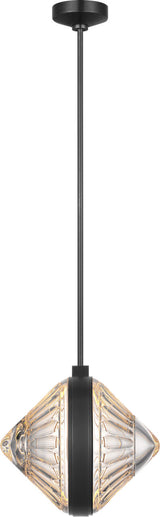 Copper Coast 15" Olive Cut Takpendel — Waterford for Visual Comfort & Co. — Bronze with Olive Cut Clear Crystal