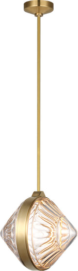 Copper Coast 15" Olive Cut Takpendel — Waterford for Visual Comfort & Co. — Natural Brass with Olive Cut Clear Crystal detaljbild