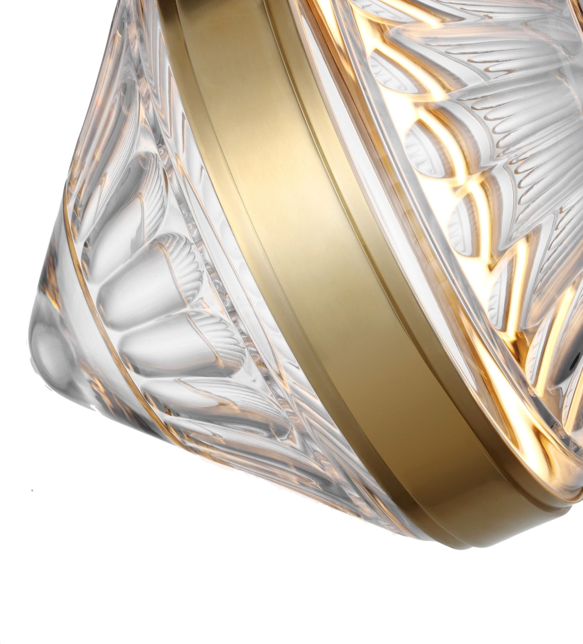 Copper Coast 15" Olive Cut Takpendel — Waterford for Visual Comfort & Co. — Natural Brass with Olive Cut Clear Crystal detaljbild