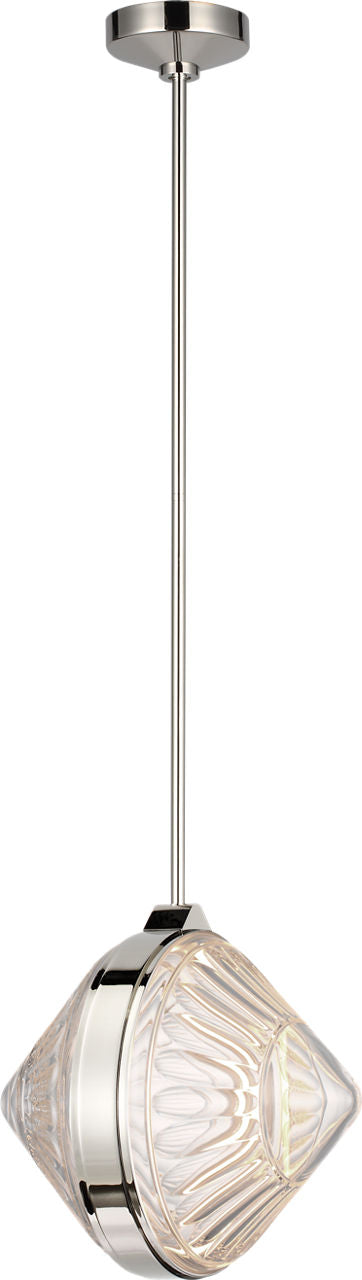 Copper Coast 15" Olive Cut Takpendel — Waterford for Visual Comfort & Co. — Polished Nickel with Olive Cut Clear Crystal detaljbild